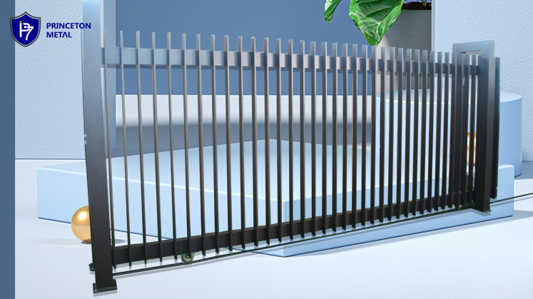 Princeton High quality easily assembled aluminum metal slat vertical blade sliding gate DIY gate kit